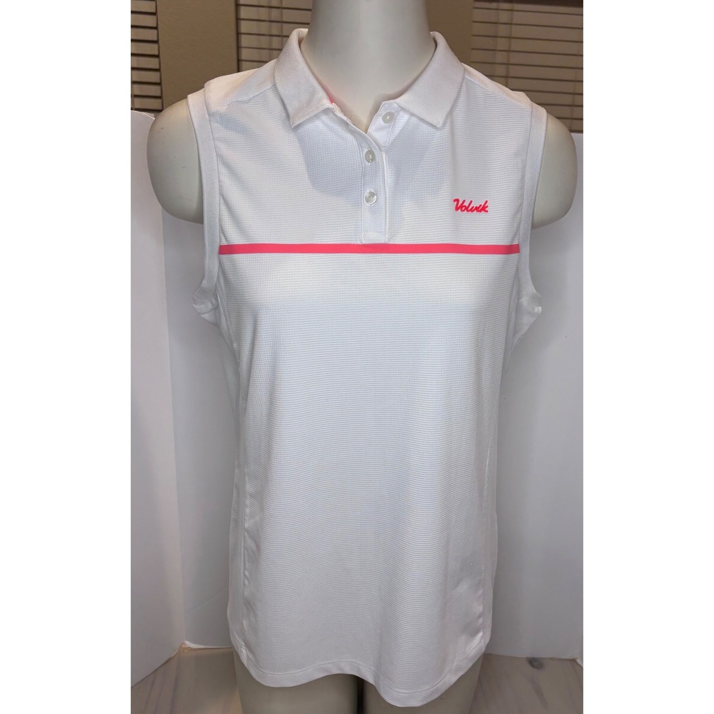Volvik Womens Sleeveless Polo Golf Shirt White‎ Neon Pink VLTSI393 Size 100